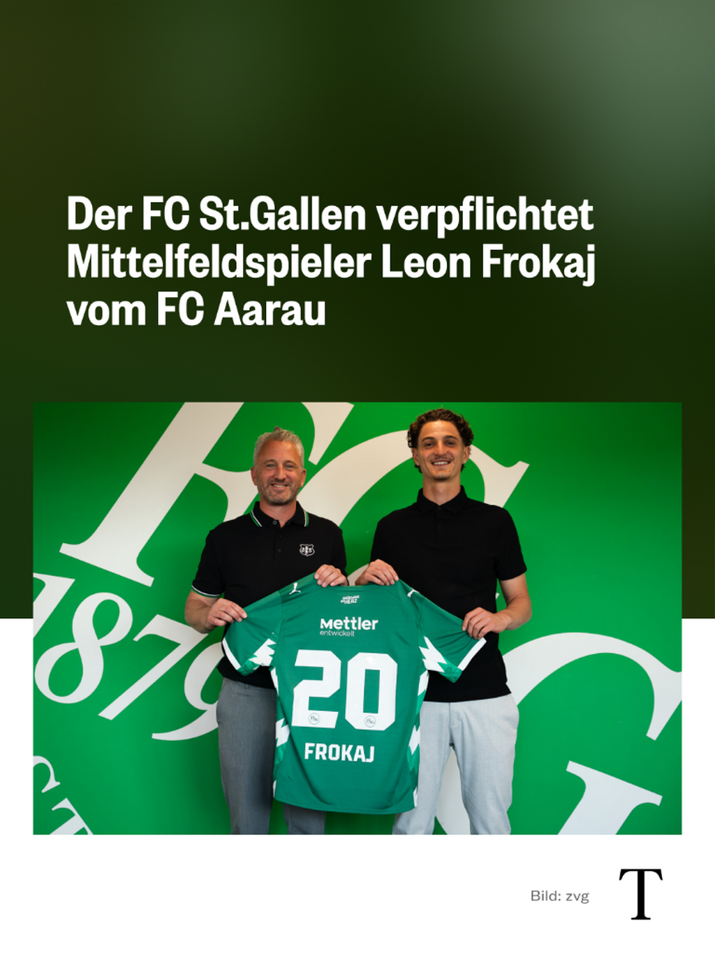 Der FC St.Gallen verpflichtet Mittelfeldspieler Leon Frokaj vom FC Aarau