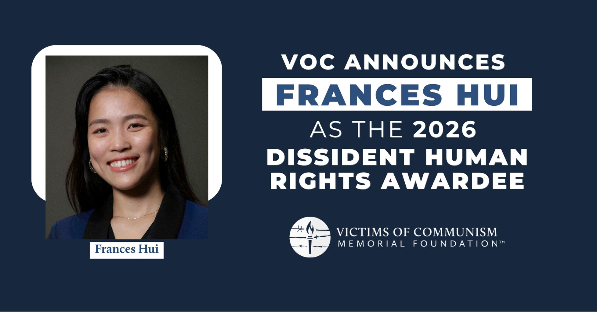 VOC to Present Dissident Human Rights Award to Frances Hui