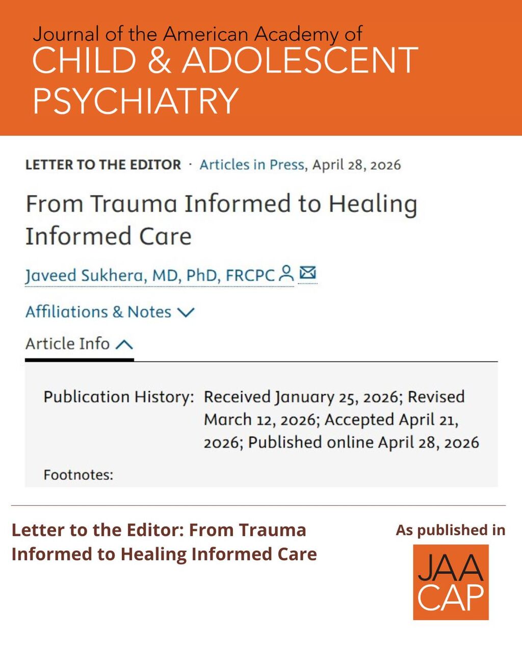 JAACAP AIP From Trauma-Informed to Healing-Informed Care