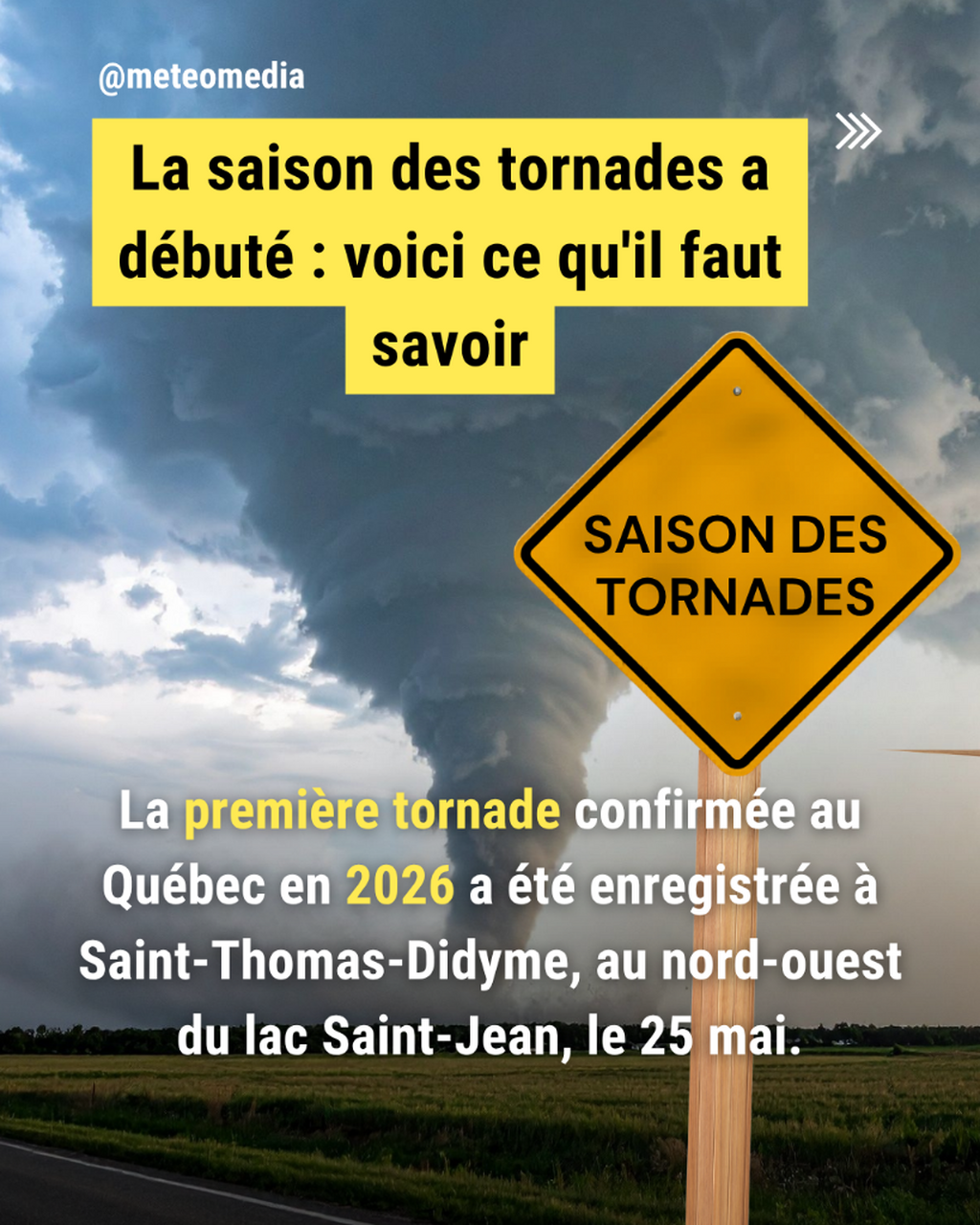Premi&egrave;re tornade confirm&eacute;e au Qu&eacute;bec pour 2026