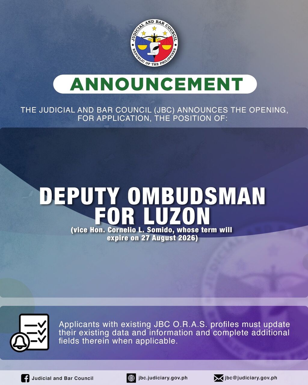 JBC Deputy Ombudsman for Luzon