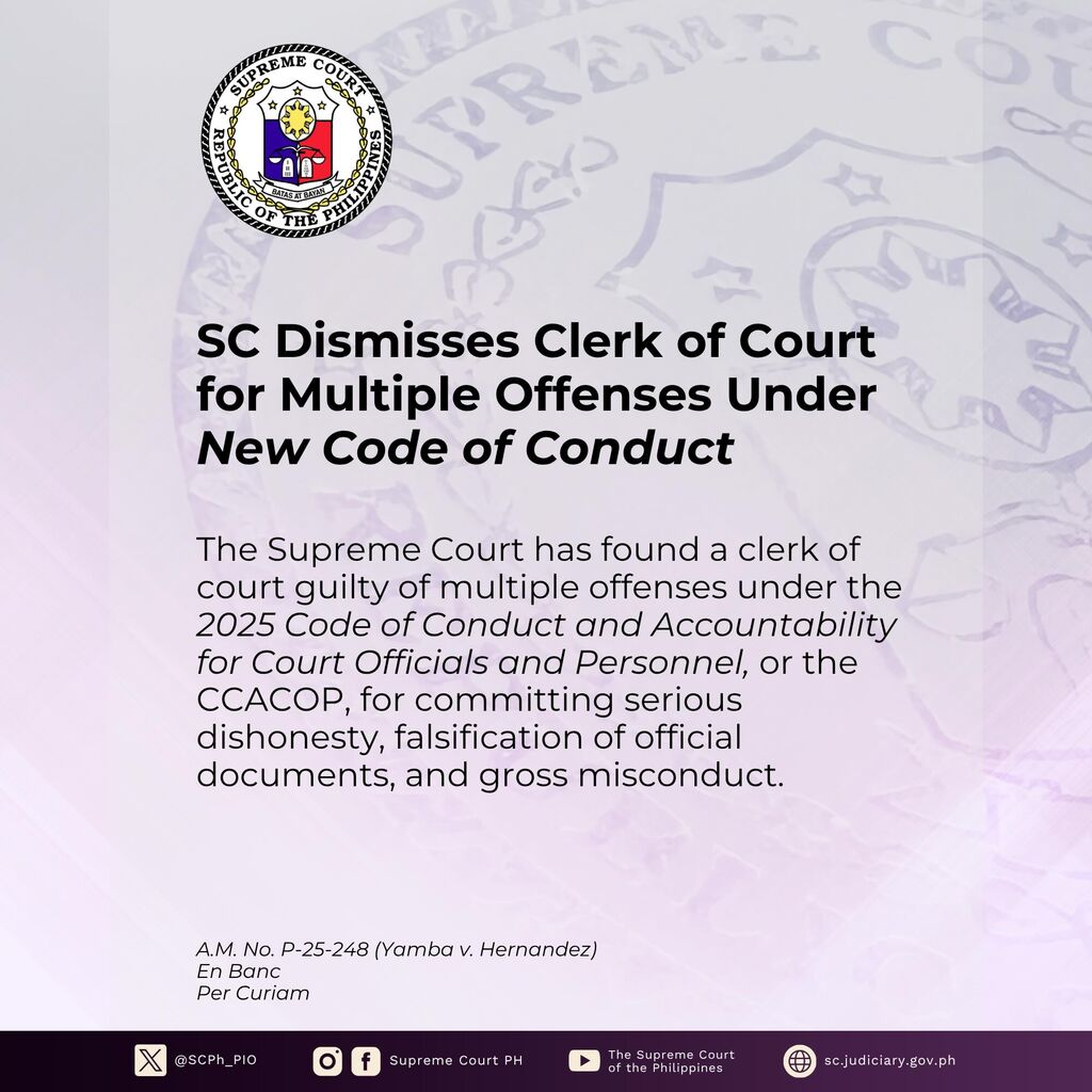 SC Holds Clerk of Court Liable for Multiple Offenses Under New Code of Conduct