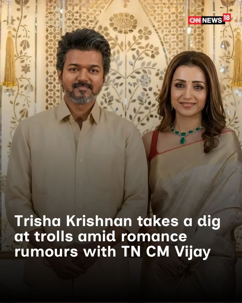 Trisha Krishnan takes a dig at trolls amid romance rumours with TN CM Vijay