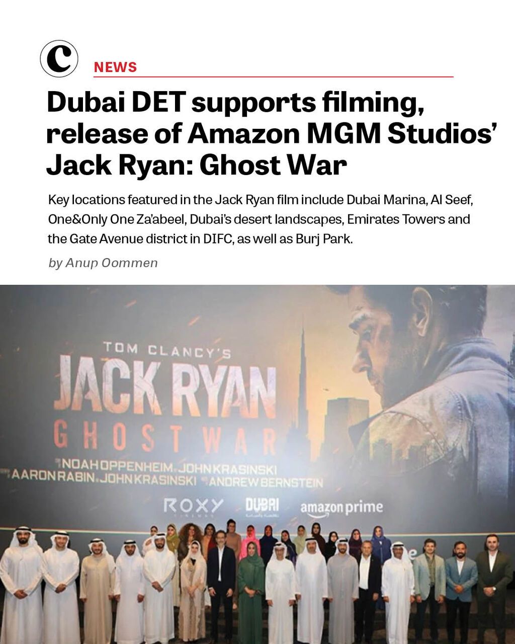 Dubai DET supports filming, release of Amazon MGM Studios' Jack Ryan: Ghost War