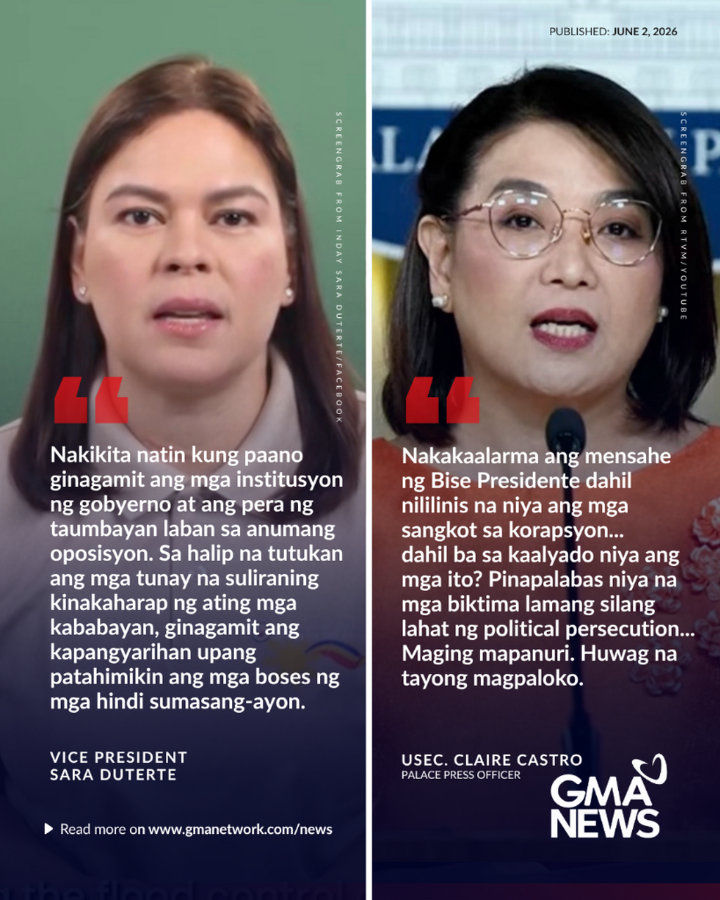 Sara Duterte backs call for institutions' independence; Palace 'alarmed'