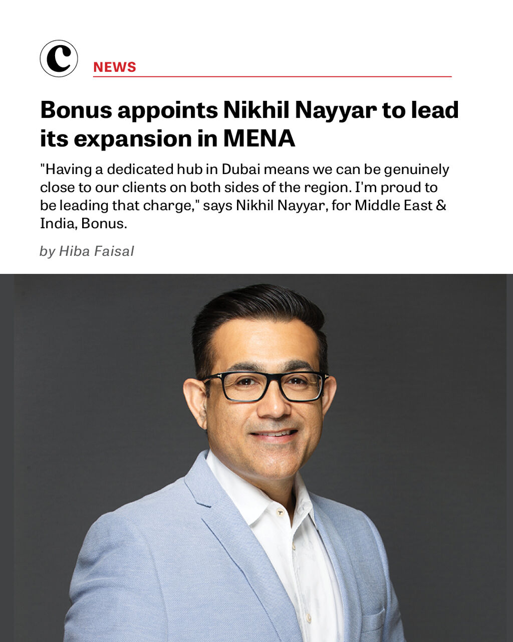 Bonus appoints Nikhil Nayyar to lead its expansion in MENA