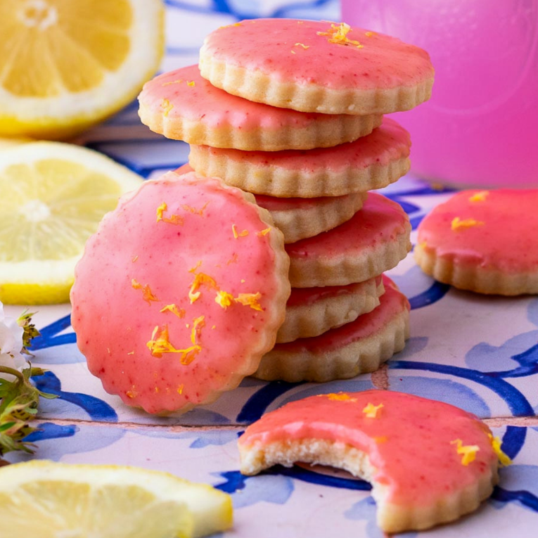 Pink Lemonade Sourdough Shortbread Cookies