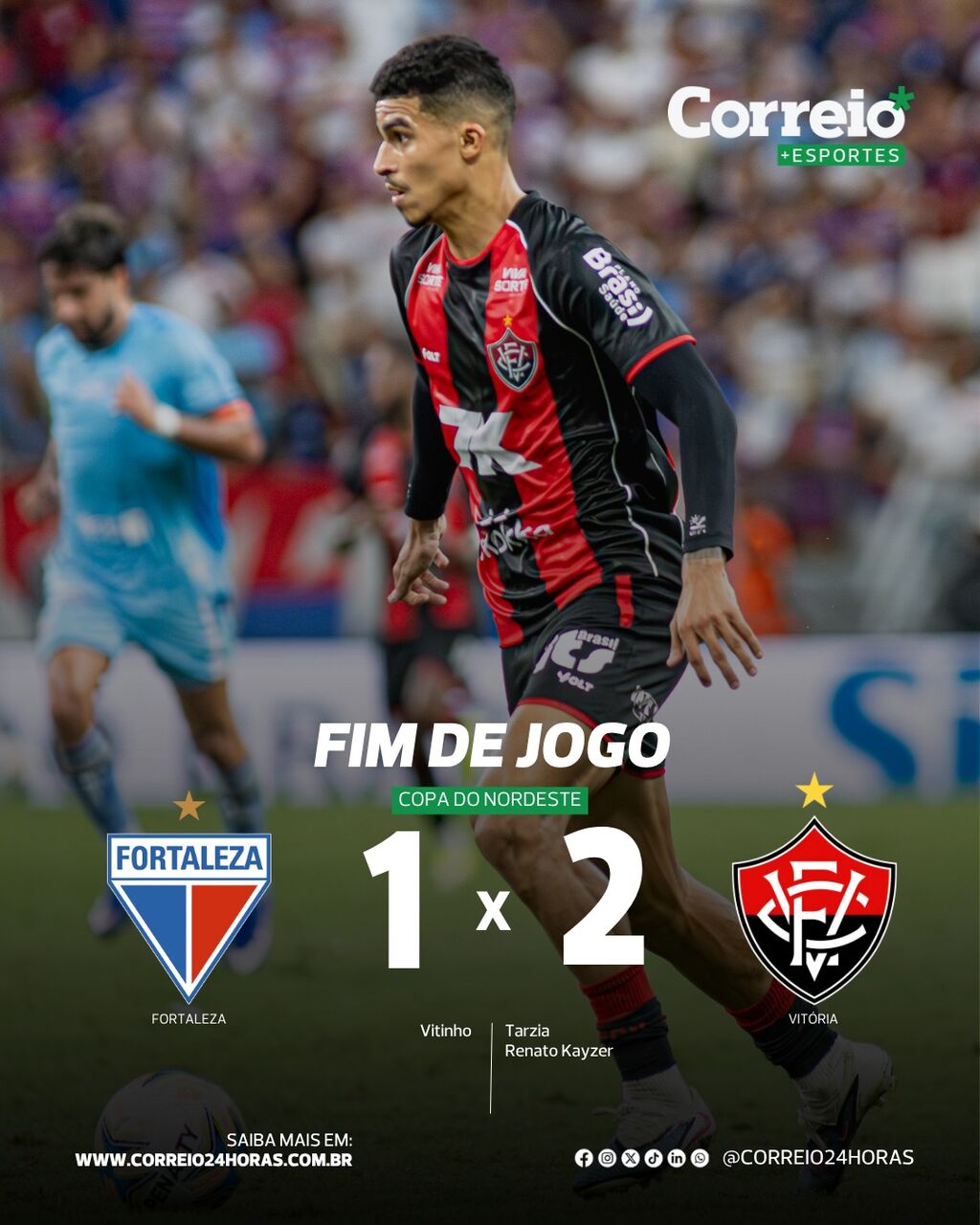 Vit&oacute;ria busca virada sobre o Fortaleza e abre vantagem na final da Copa do Nordeste