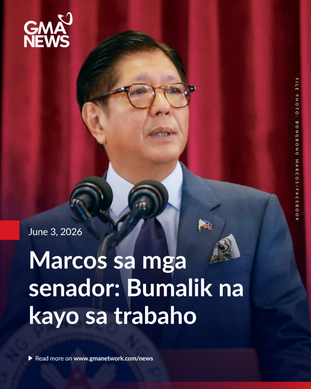 Marcos sa mga senador: Bumalik na kayo sa trabaho