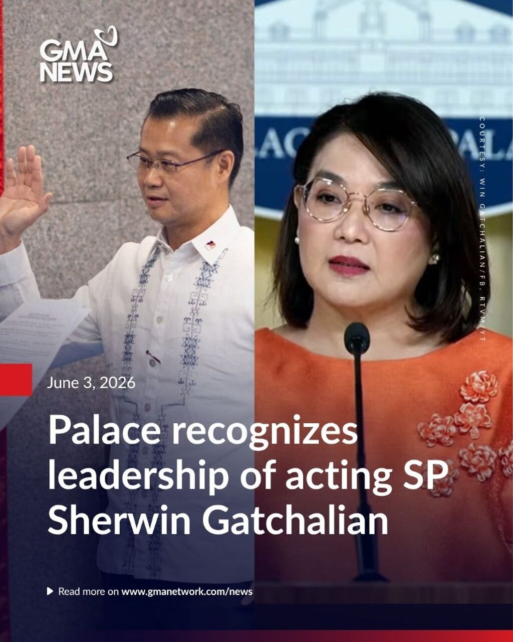 Palace recognizes leadership of acting SP Sherwin Gatchalian