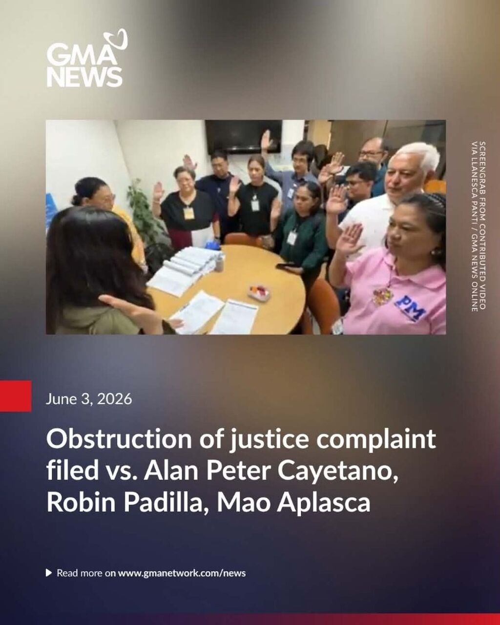 Obstruction of justice complaint filed vs. Alan Peter Cayetano, Robin Padilla, Mao Aplasca 