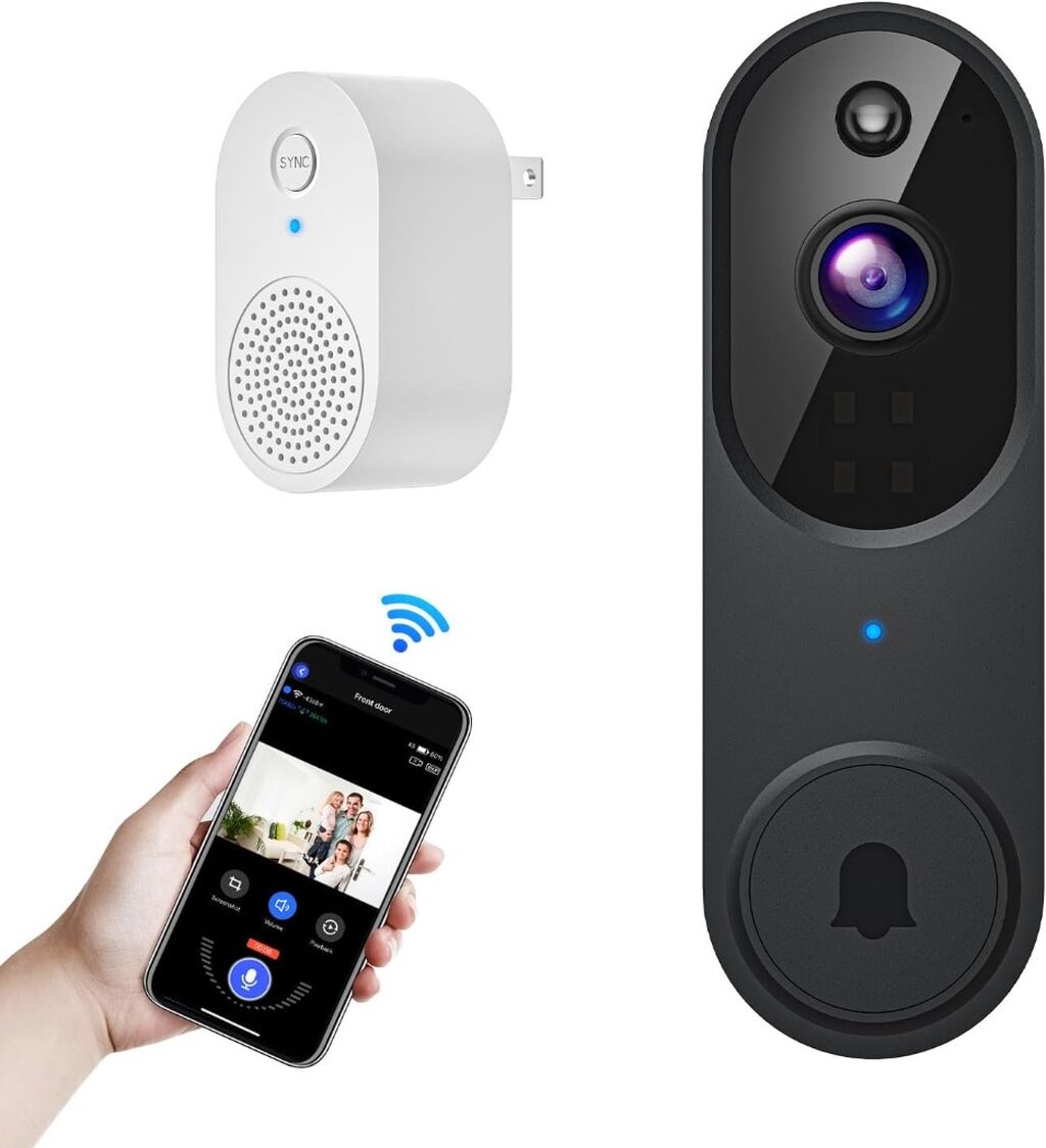 Orbitell Wireless Wi-Fi Video Doorbell Camera with Two Way Audio, AI Motion Detection, Night Vision and Cloud Storage, 2.4G Wi-Fi only
