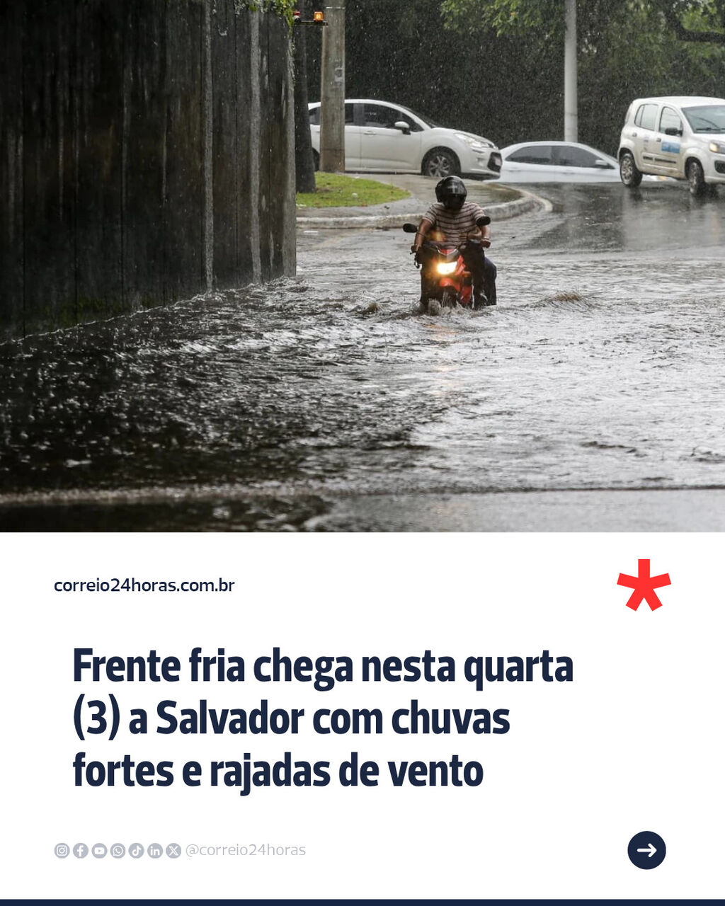Frente fria chega nesta quarta (3) a Salvador com chuvas fortes e rajadas de vento