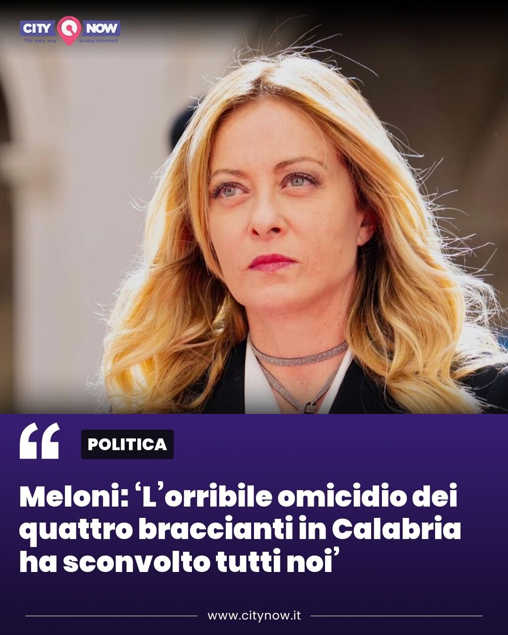 Meloni: &lsquo;L&rsquo;orribile omicidio dei quattro braccianti in Calabria ha sconvolto tutti noi&rsquo;