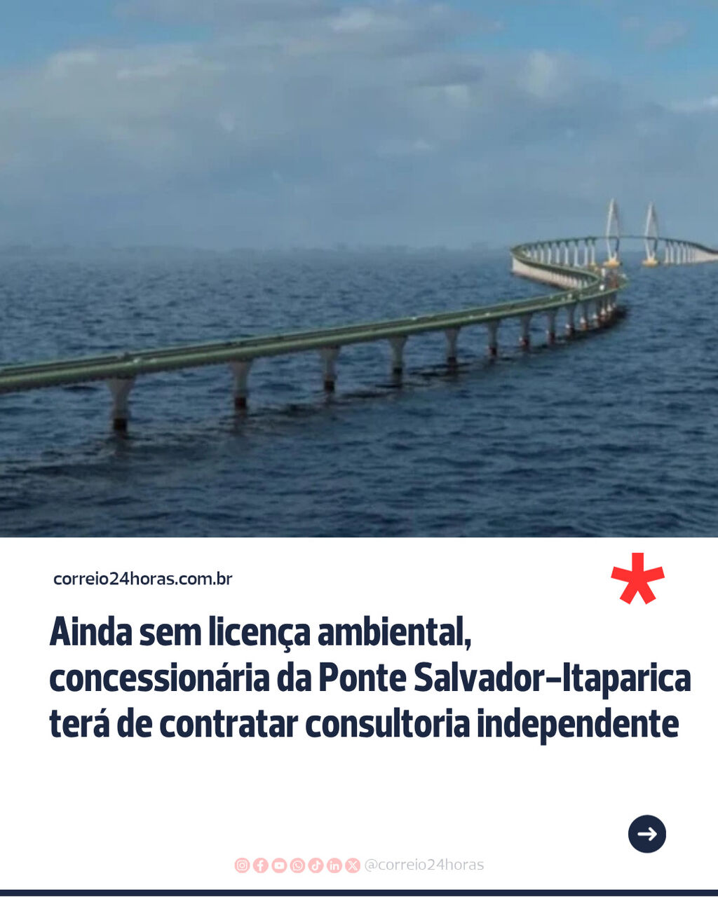 Ainda sem licen&ccedil;a ambiental, concession&aacute;ria da Ponte Salvador-Itaparica ter&aacute; de contratar consultoria independente