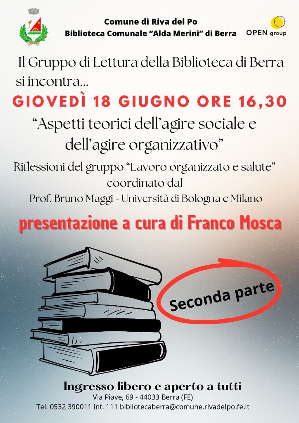 Incontro del Gruppo di Lettura della Biblioteca di Berra -18 giugno 2026