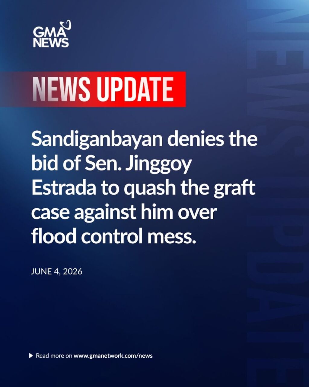 Sandiganbayan denies Jinggoy Estrada's bid to junk graft raps in flood control mess