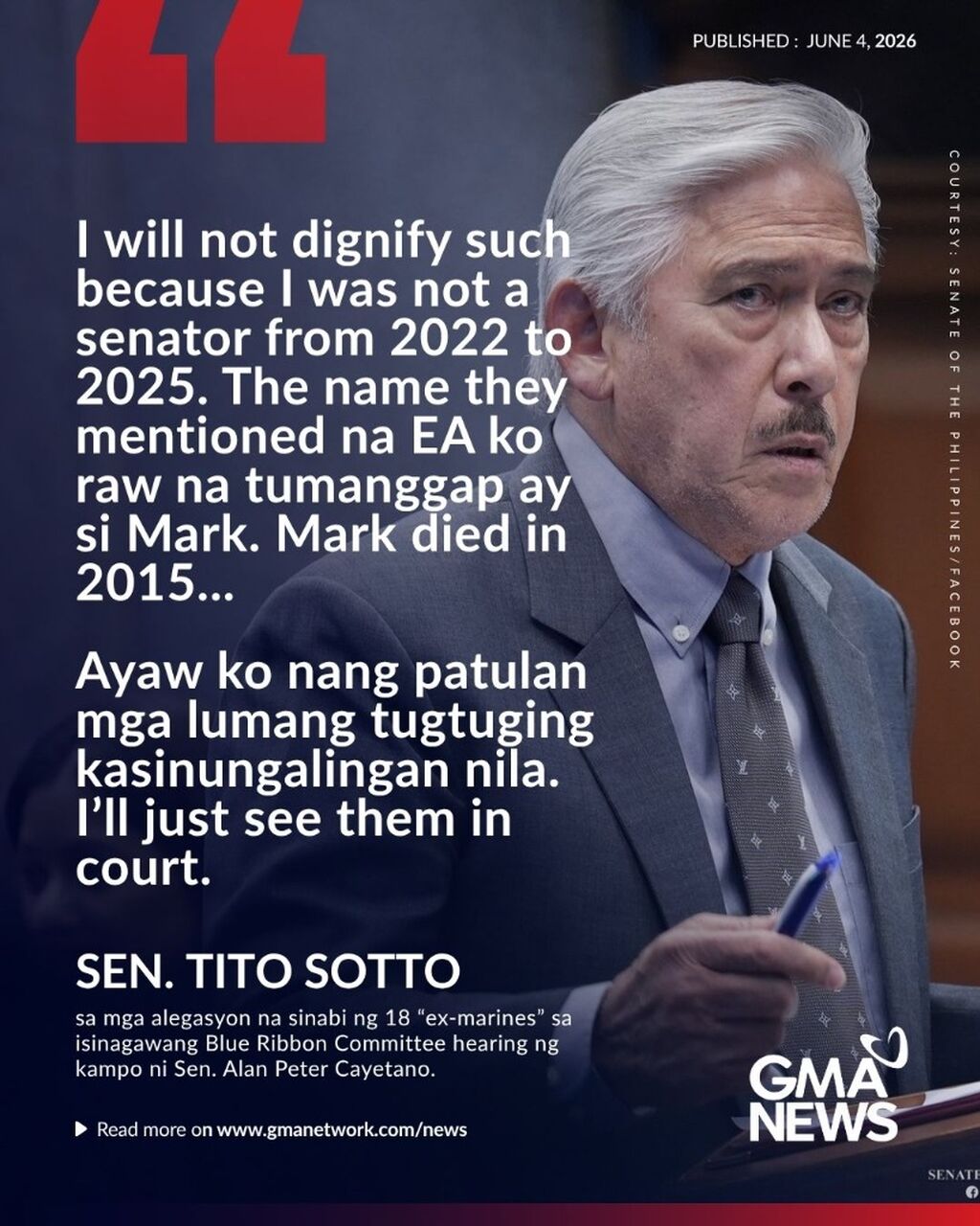 'Ex-Marines' drag Marcos, Tito Sotto, Erwin Tulfo, De Lima to flood control mess