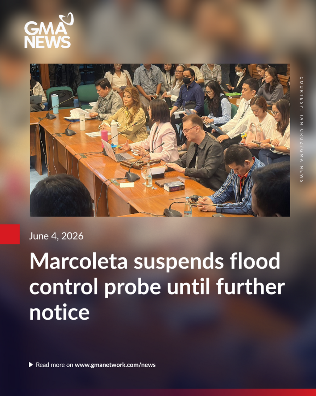 Marcoleta suspends flood control probe until further notice
