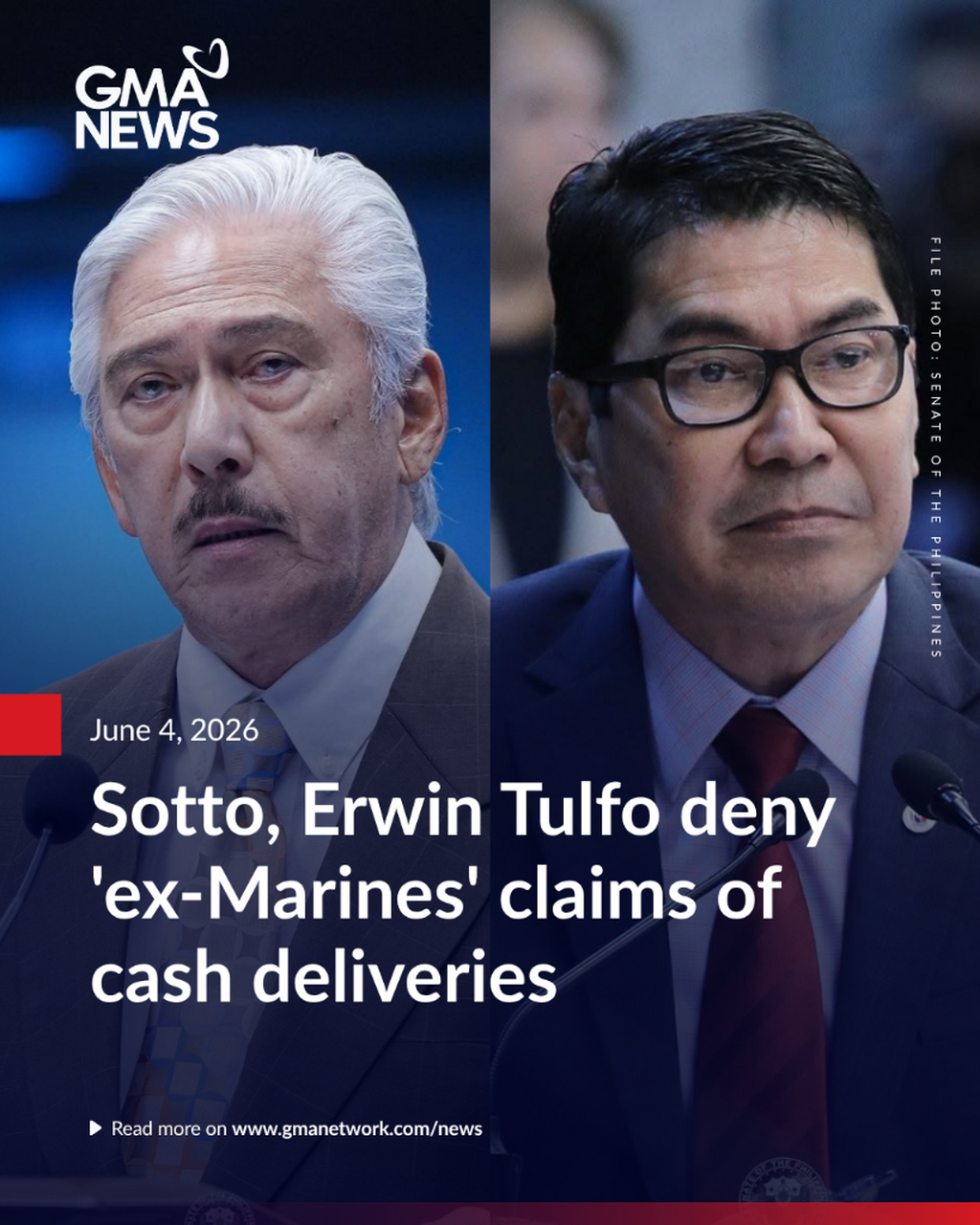 Sotto, Erwin Tulfo deny 'ex-Marines' claims of cash deliveries