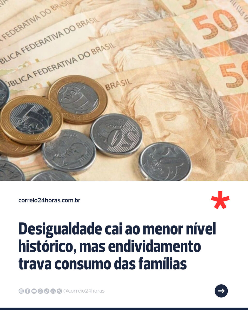 Desigualdade cai ao menor n&iacute;vel hist&oacute;rico, mas endividamento trava consumo das fam&iacute;lias