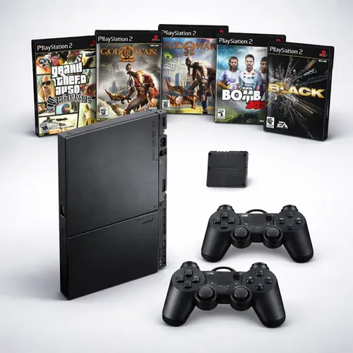 Playstation 2 Ps2 + 2 Controles + 20 Jogos + Nf-e E Garantia Preto
