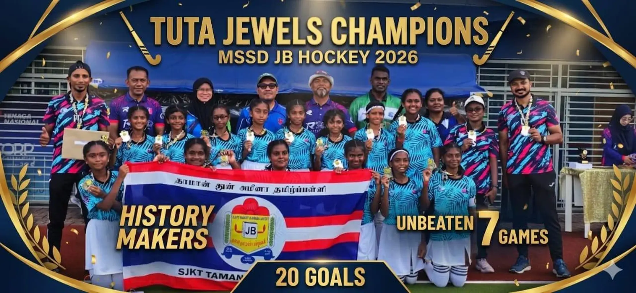 SJKT Taman Tun Aminah Creates History with Johor Bahru Hockey Championship Win