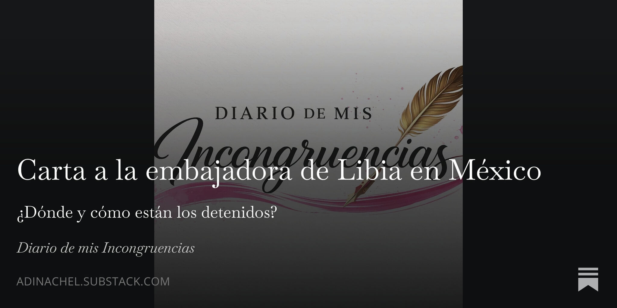 Carta a la embajadora de Libia en M&eacute;xico