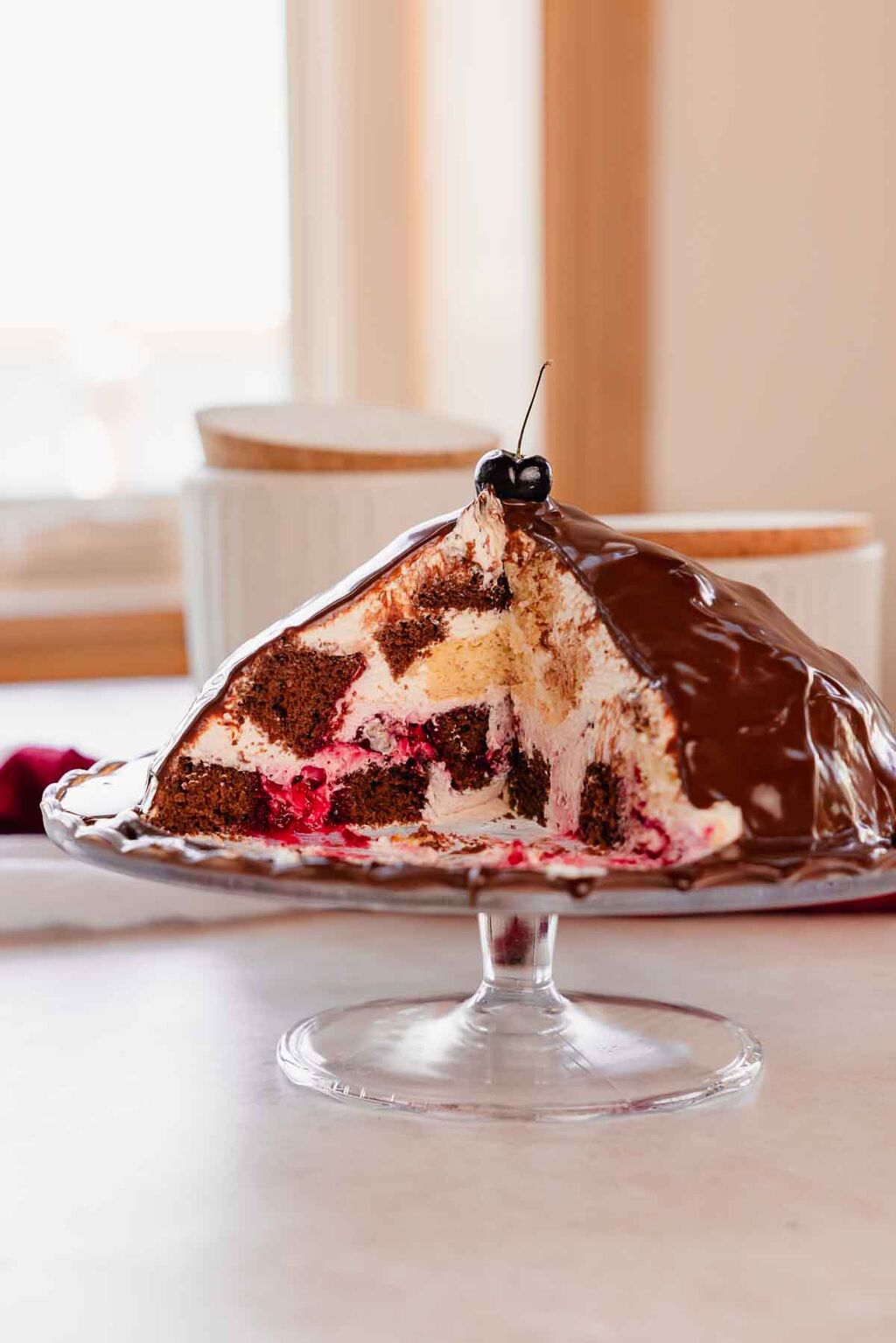 Chocolate Volcano Cake with Cherries