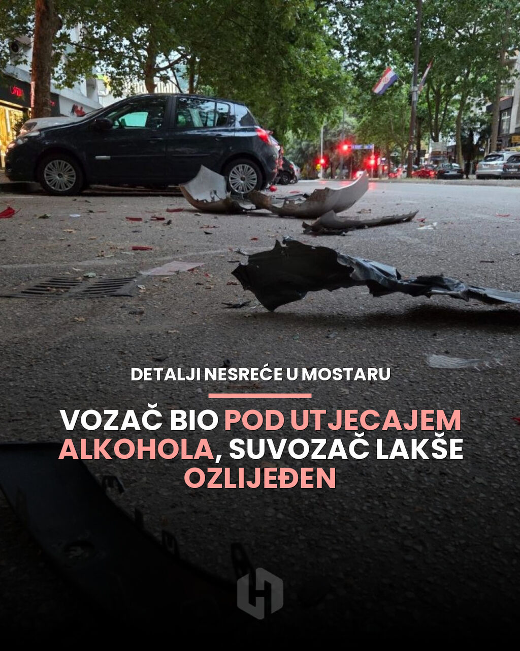 Detalji nesreće u Mostaru: Vozač bio pod utjecajem alkohola, suvozač lak&scaron;e ozlijeđen