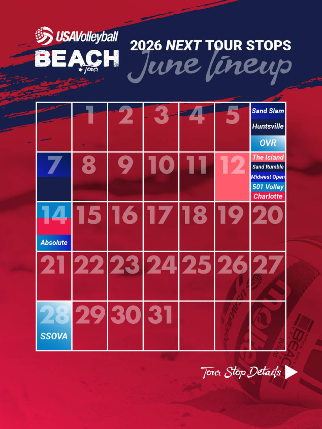 June Beach Tour Stops