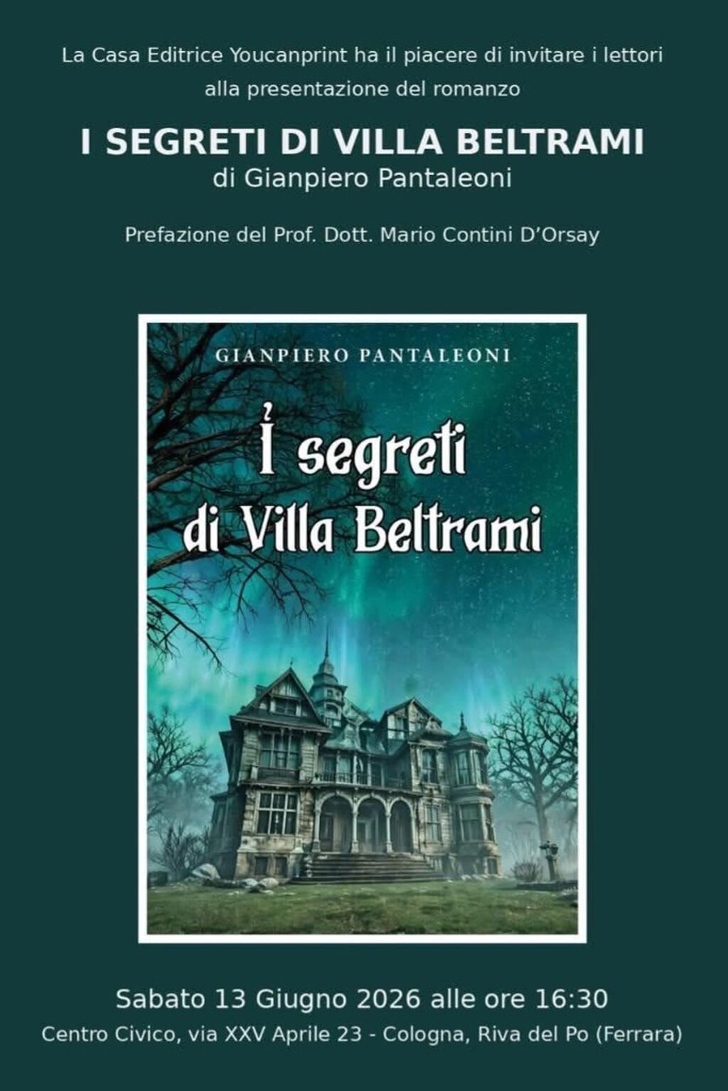 Presentazione del romanzo &ldquo;I segreti di Villa Beltrami&rdquo; di Gianpiero Pantaleoni