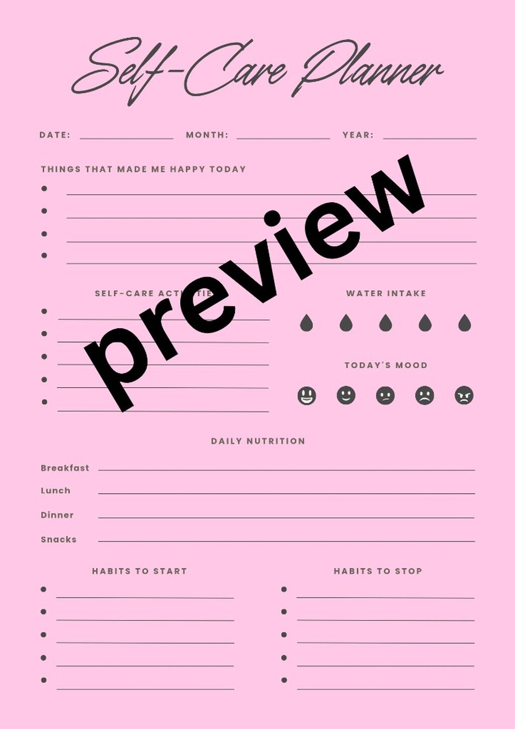 Self care daily planner-pink🩷