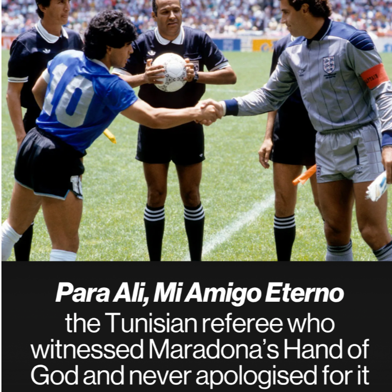 The Tunisian referee who witnessed Maradona&rsquo;s Hand of God and never apologised for it