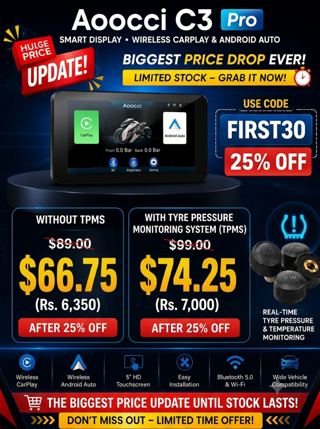 Aoocci C3 Pro - 6350/- 25% off Code - "FIRST30"