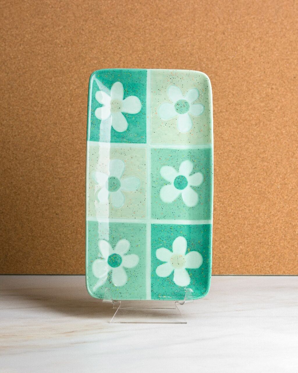 Teal Flower Tray