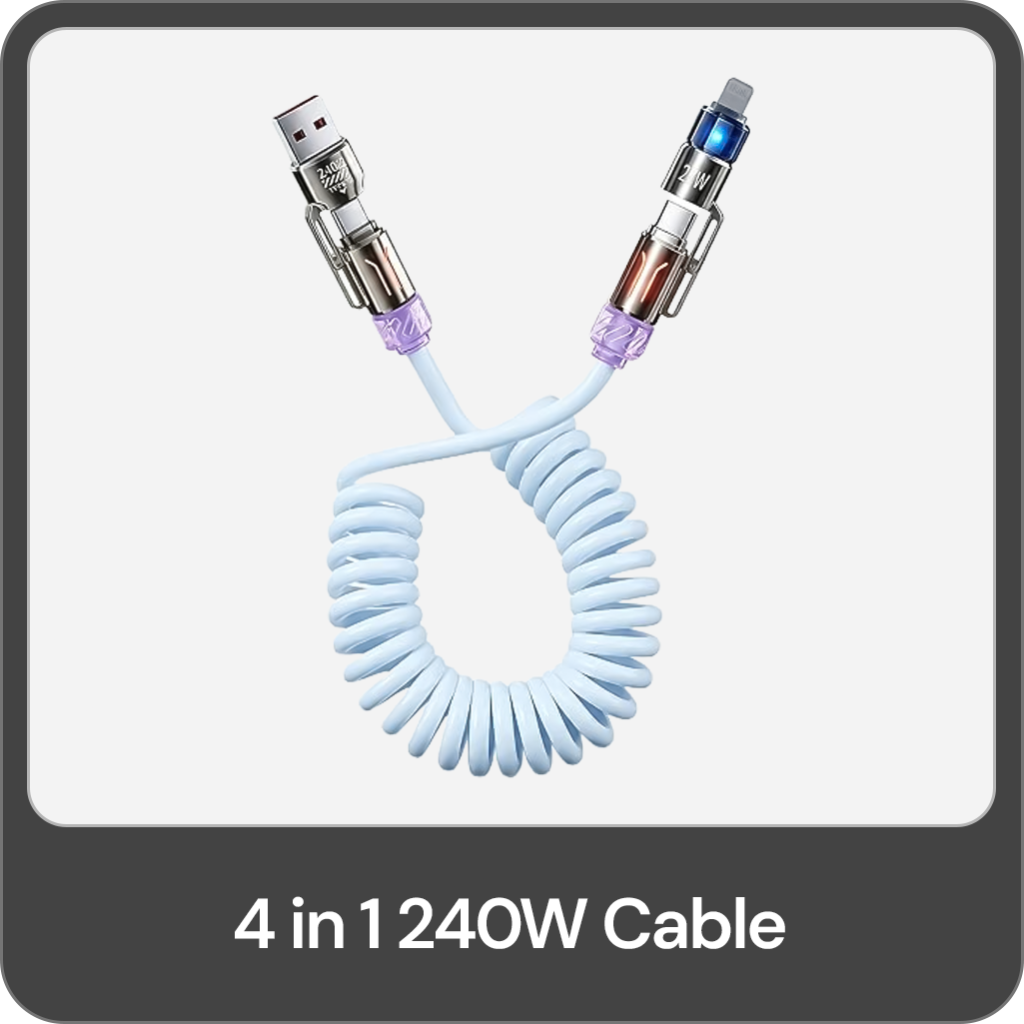 4 in 1 Coiled Cable