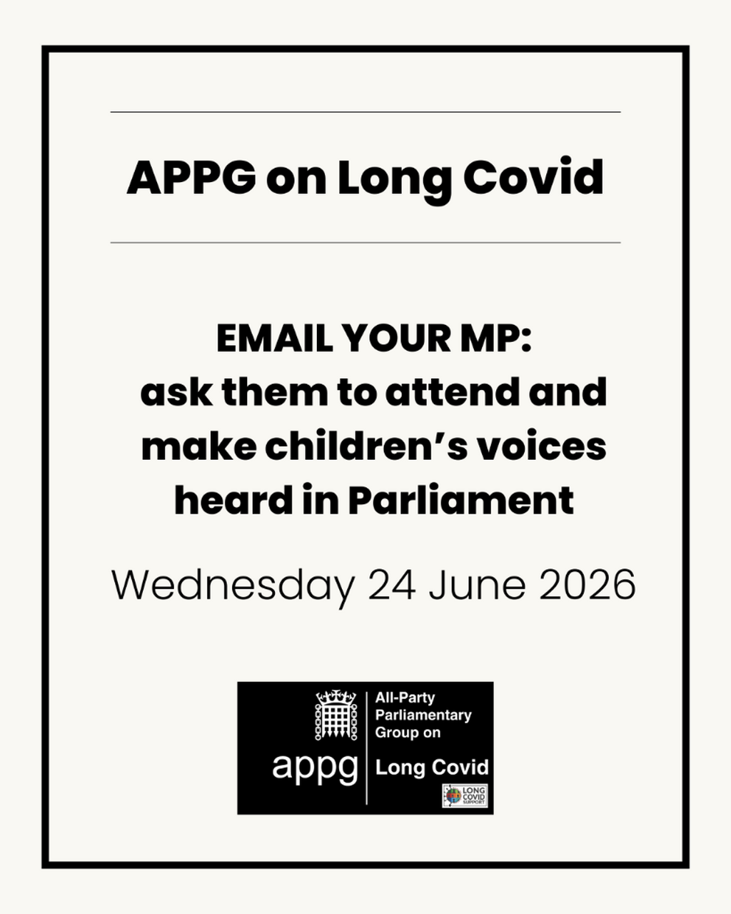 Download template MP letter for APPG meeting on children and young people