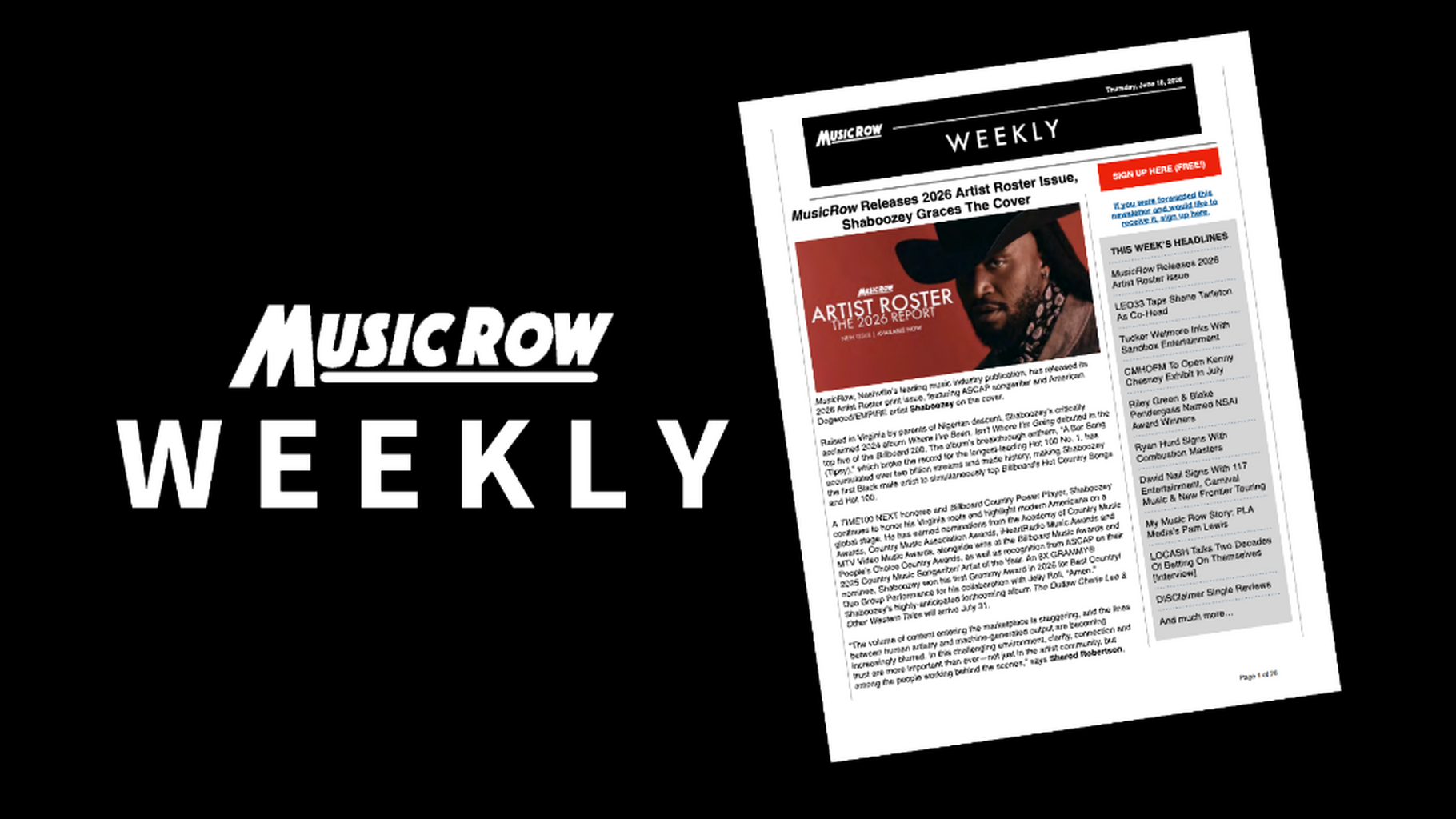 MusicRow Weekly (Artist Roster, News, Charts, More&hellip;)