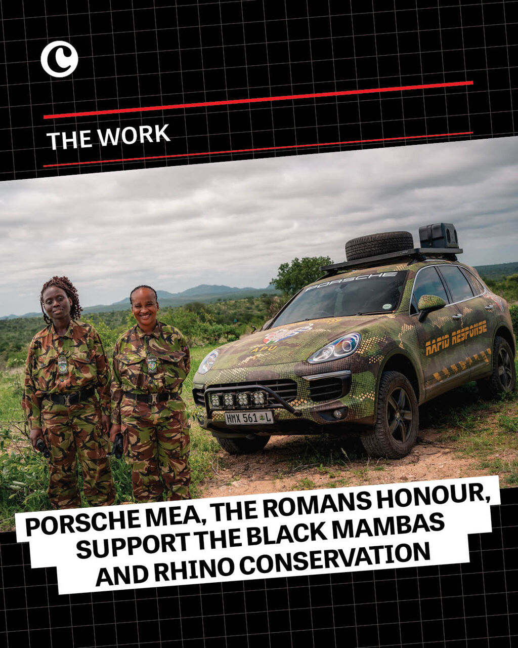 Porsche MEA, The Romans honour, support The Black Mambas and rhino conservation