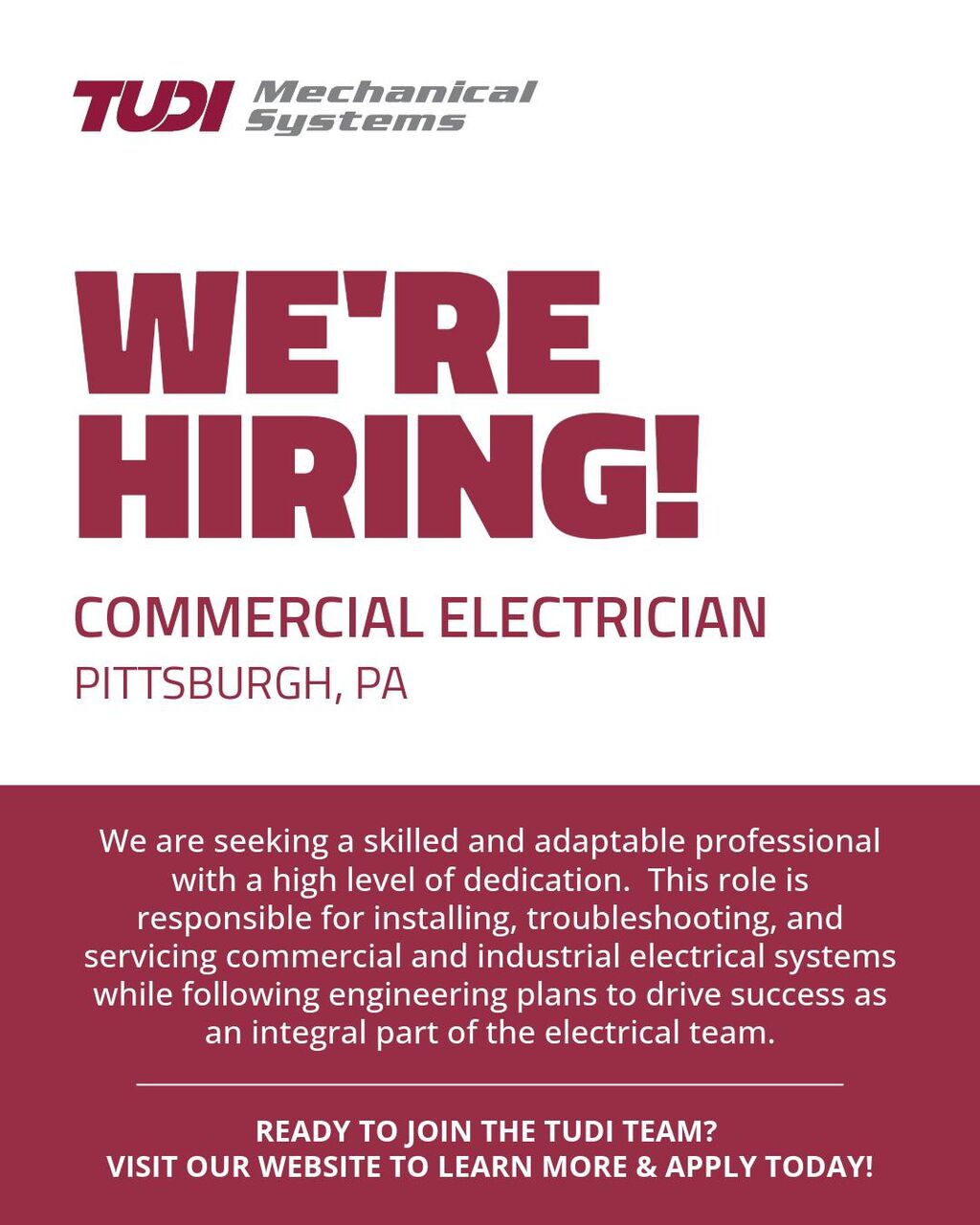 Commercial Electrician - Job Listing
