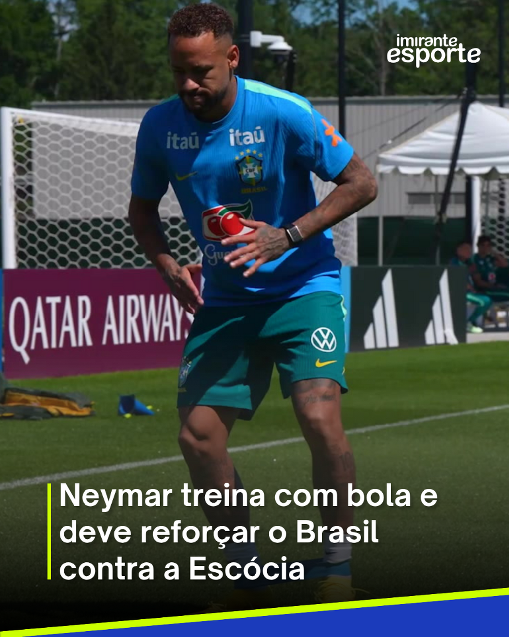 V&Iacute;DEO: Neymar treina com bola e deve refor&ccedil;ar o Brasil contra a Esc&oacute;cia