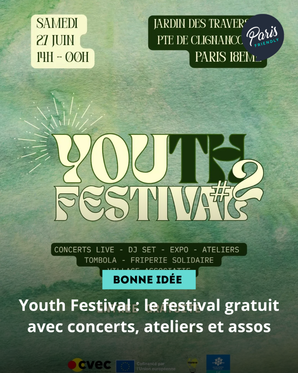 Youth Festival : le festival gratuit avec concerts, ateliers et assos