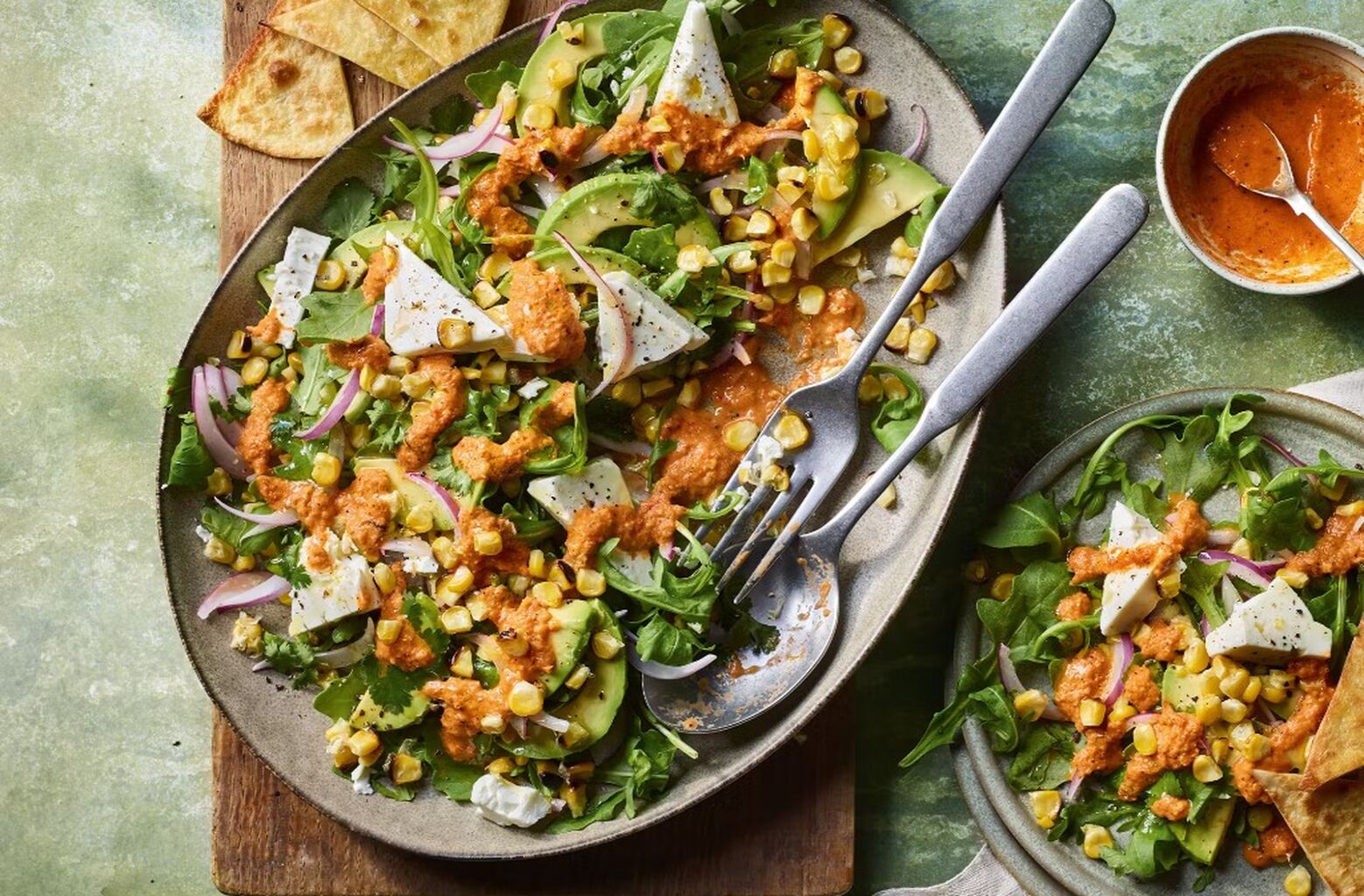 🥑Charred sweetcorn, avocado & feta salad