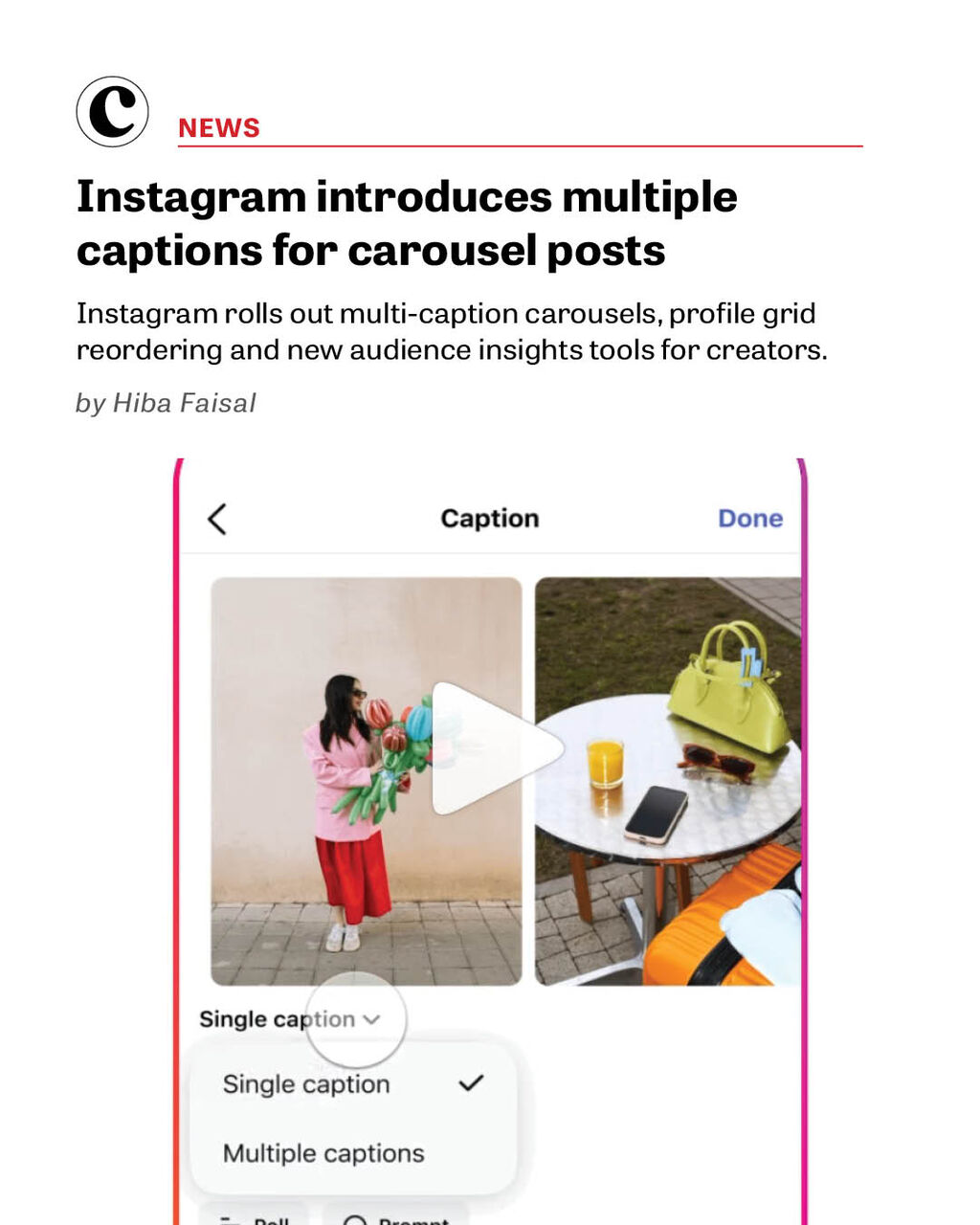 Instagram introduces multiple captions for carousel posts