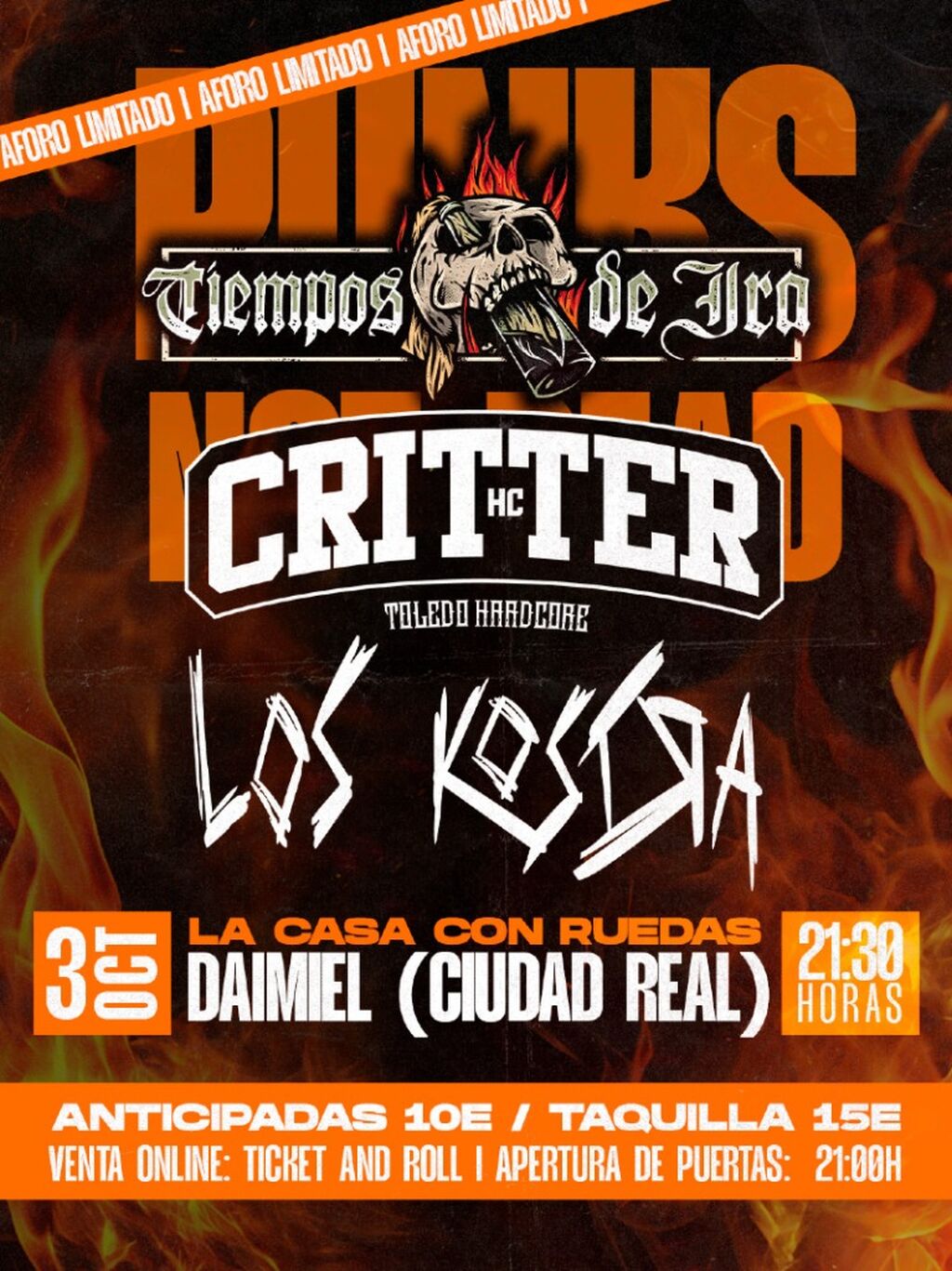 |ANTICIPADAS| Tiempos de Ira + Critter + Los Kostra | Daimiel (La Casa con Ruedas) | 3 de Octubre