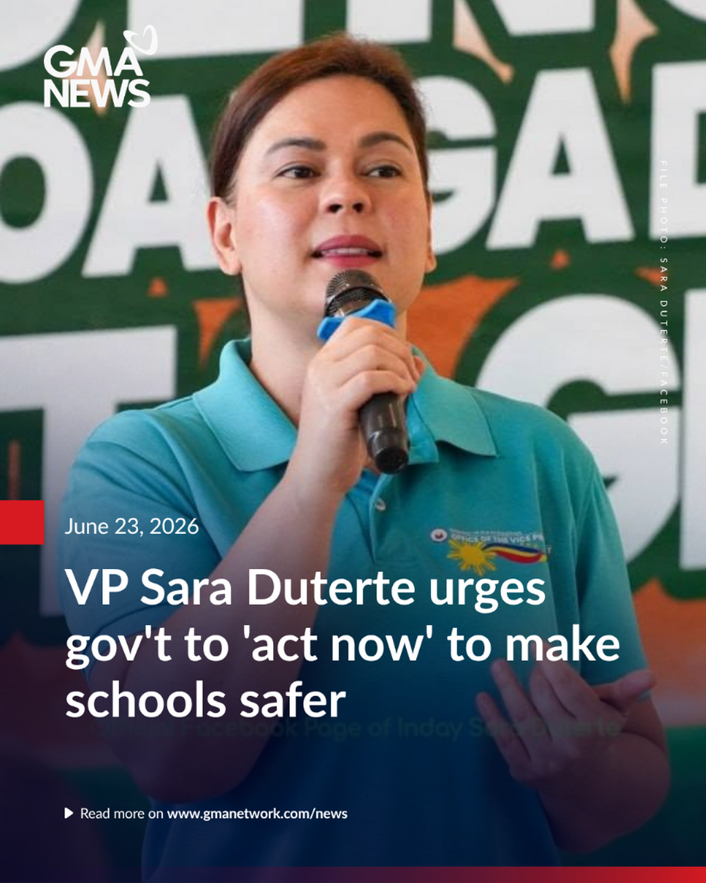 VP Sara Duterte urges gov't to 'act now' to make schools safer