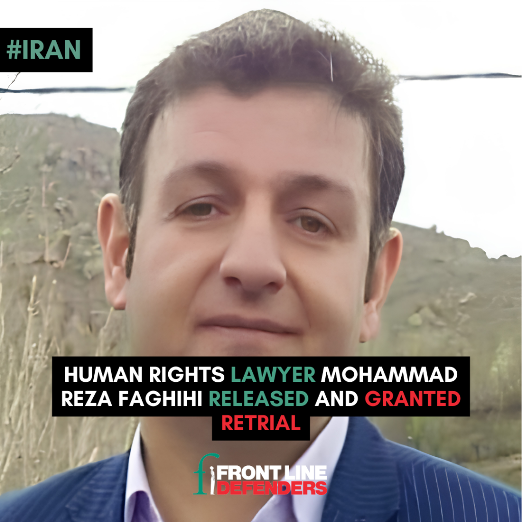 Human rights lawyer Mohammad Reza Faghihi released from prison following acceptance of retrial request