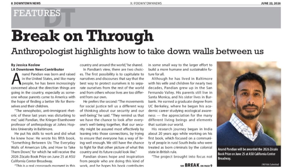 Anthropologist highlights how to take down walls between us - LA Downtown News