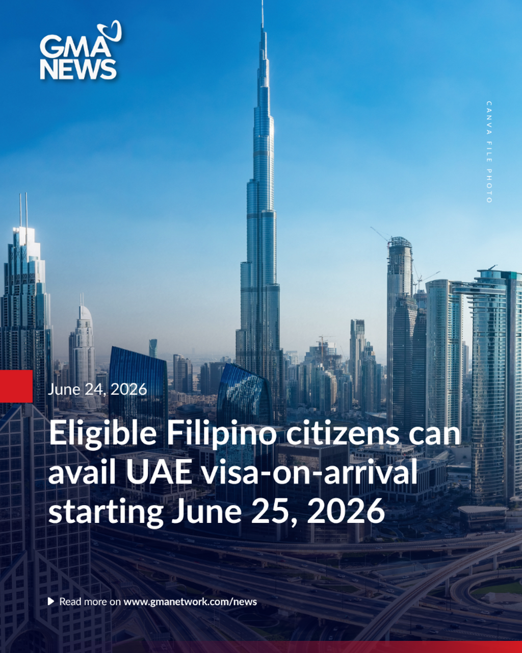 Eligible Filipino citizens can avail UAE visa-on-arrival starting June 25, 2026